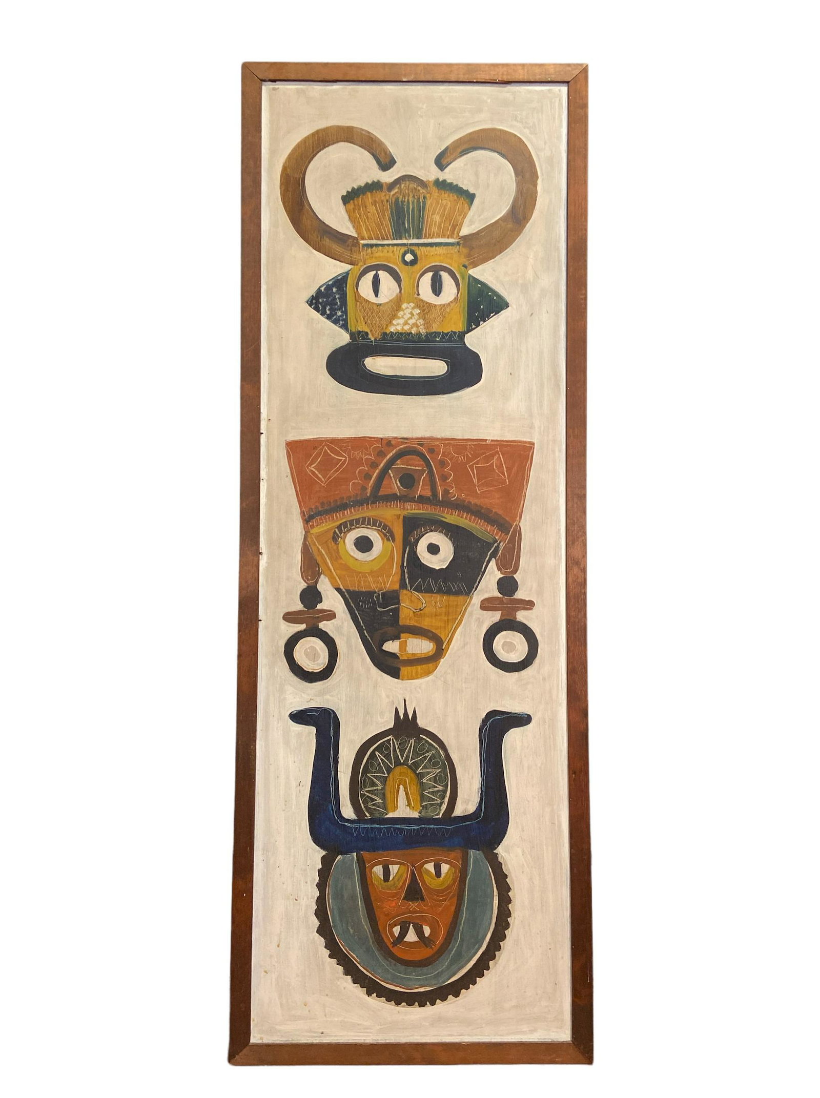 Large Unsigned NORMAN "Skippy" MILLER Painting: 65.25in H x 23.25in W. This piece was created by Norman Miller, child prodigy of Edgar Miller and is from the Ardie Scott Estate, Scott's family were friends with Edgar Miller during the 1920's and 19
