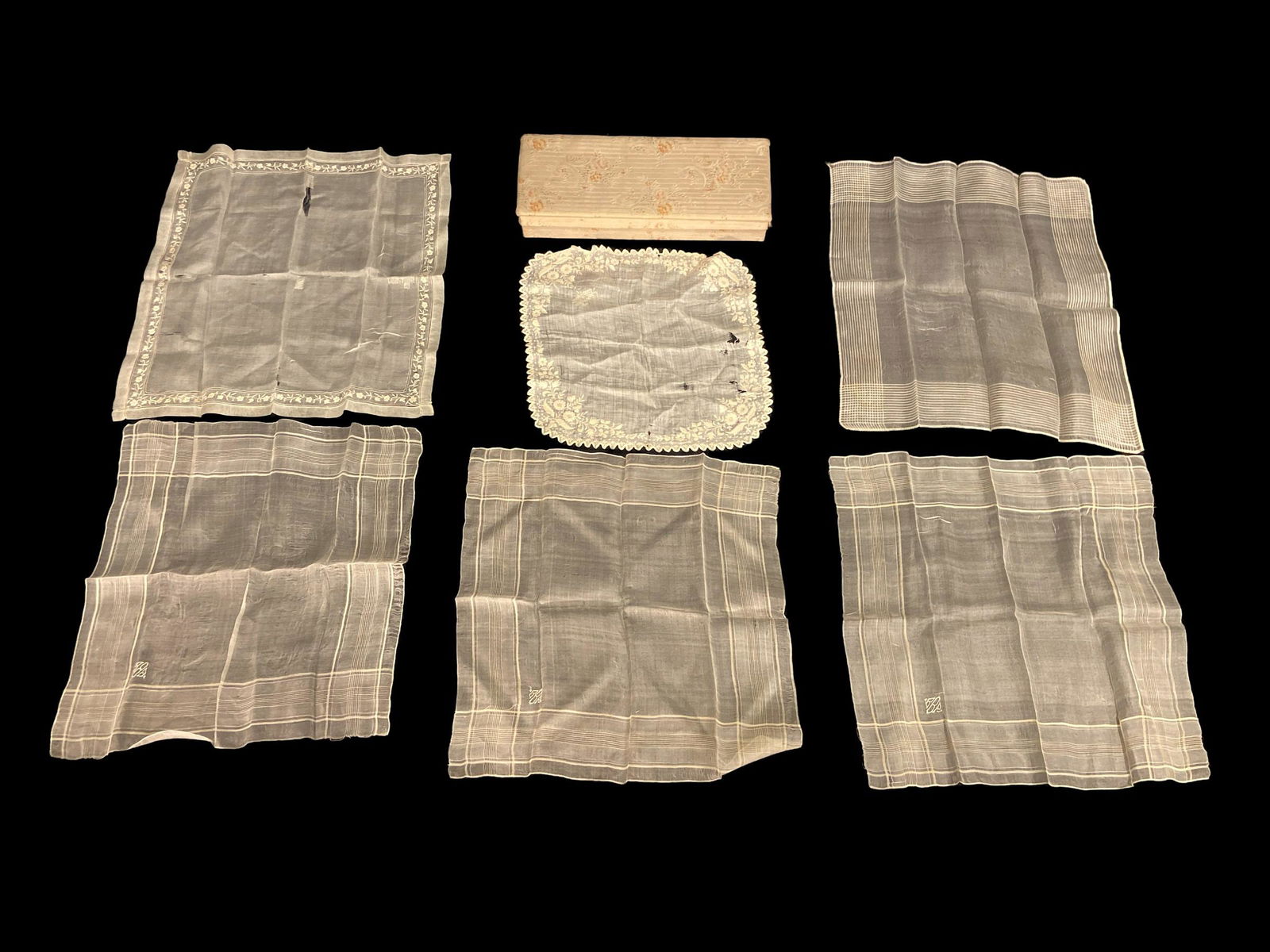 Collection 1800's Embroidered Handkerchiefs: all assorted