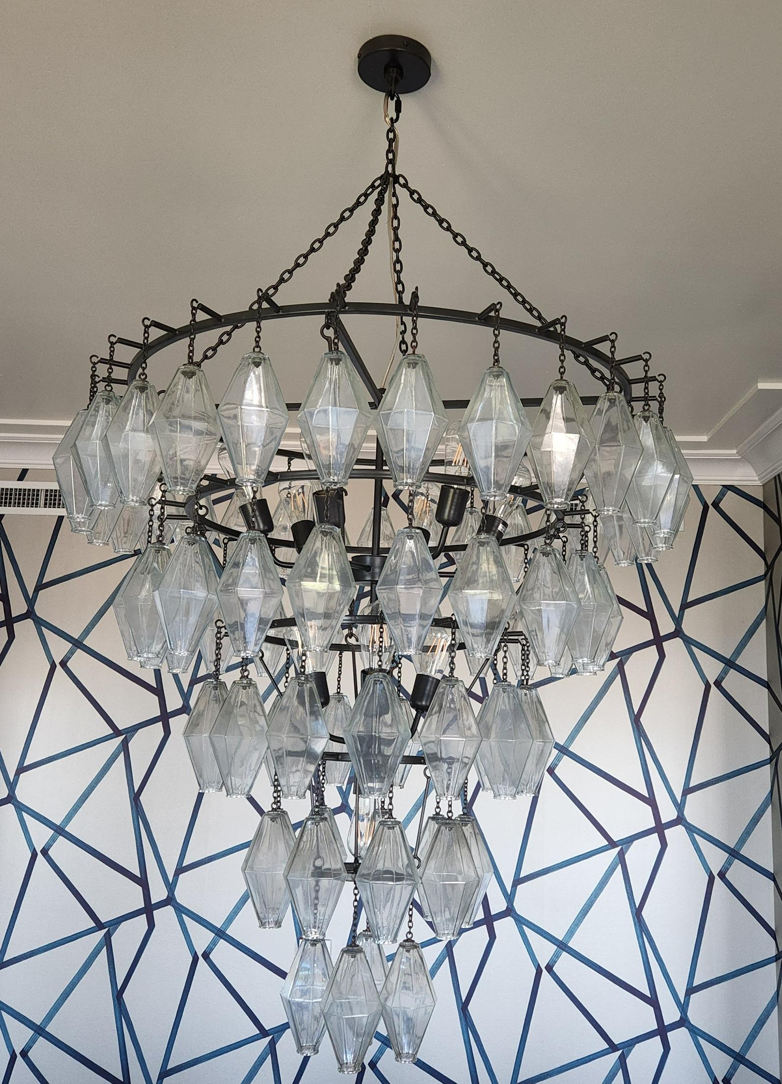 Post-Modern VENINI Style Chandelier: 48in H 36in DIA