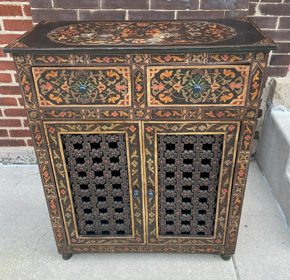 Moroccan Theme Storage Cabinet: 38in H x 31in W x 14in D