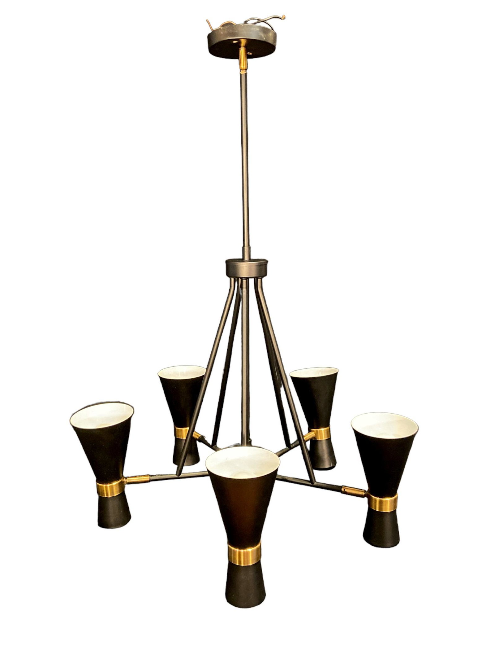 Mid Century Italian STILLNOVO Double Coned Chandelier (1 of 7)