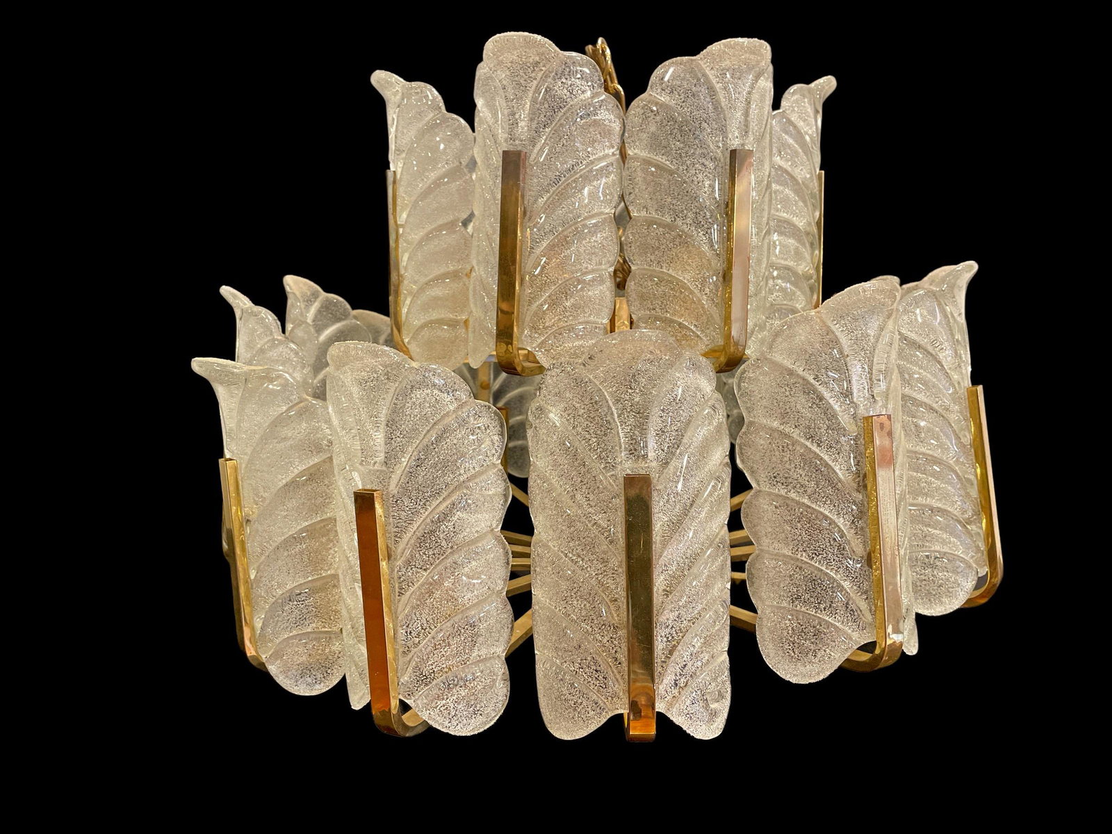 CARL FAGERLUND for ORREFORS Mid Century Murano Glass Leaf Chandelier (1 of 10)