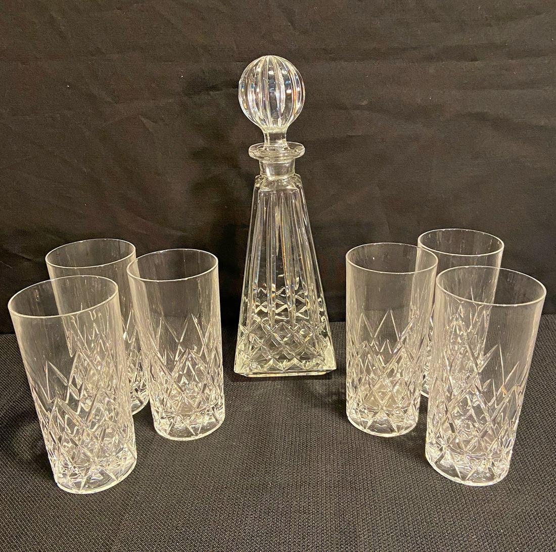 WATERFORD Pyramid Shaped Decanter and Set of 4 Bar Glasses (1 of 5)