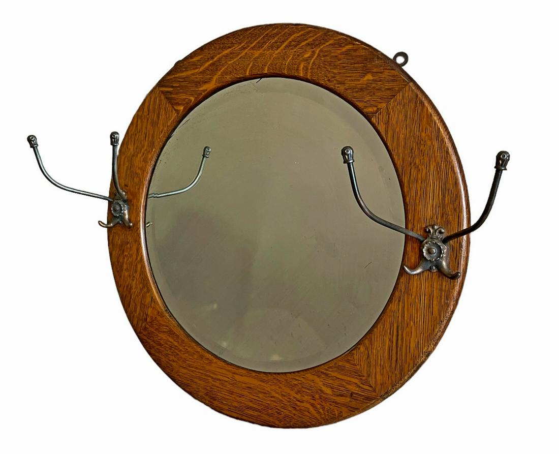 Antique Arts & Crafts Hall Tree Mirror (1 of 7)