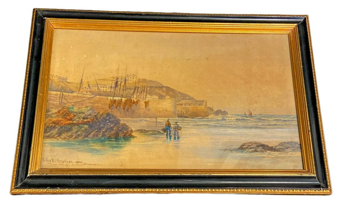 Original JAMES ELLIOT Watercolor Titled "Newquay" (1 of 5)