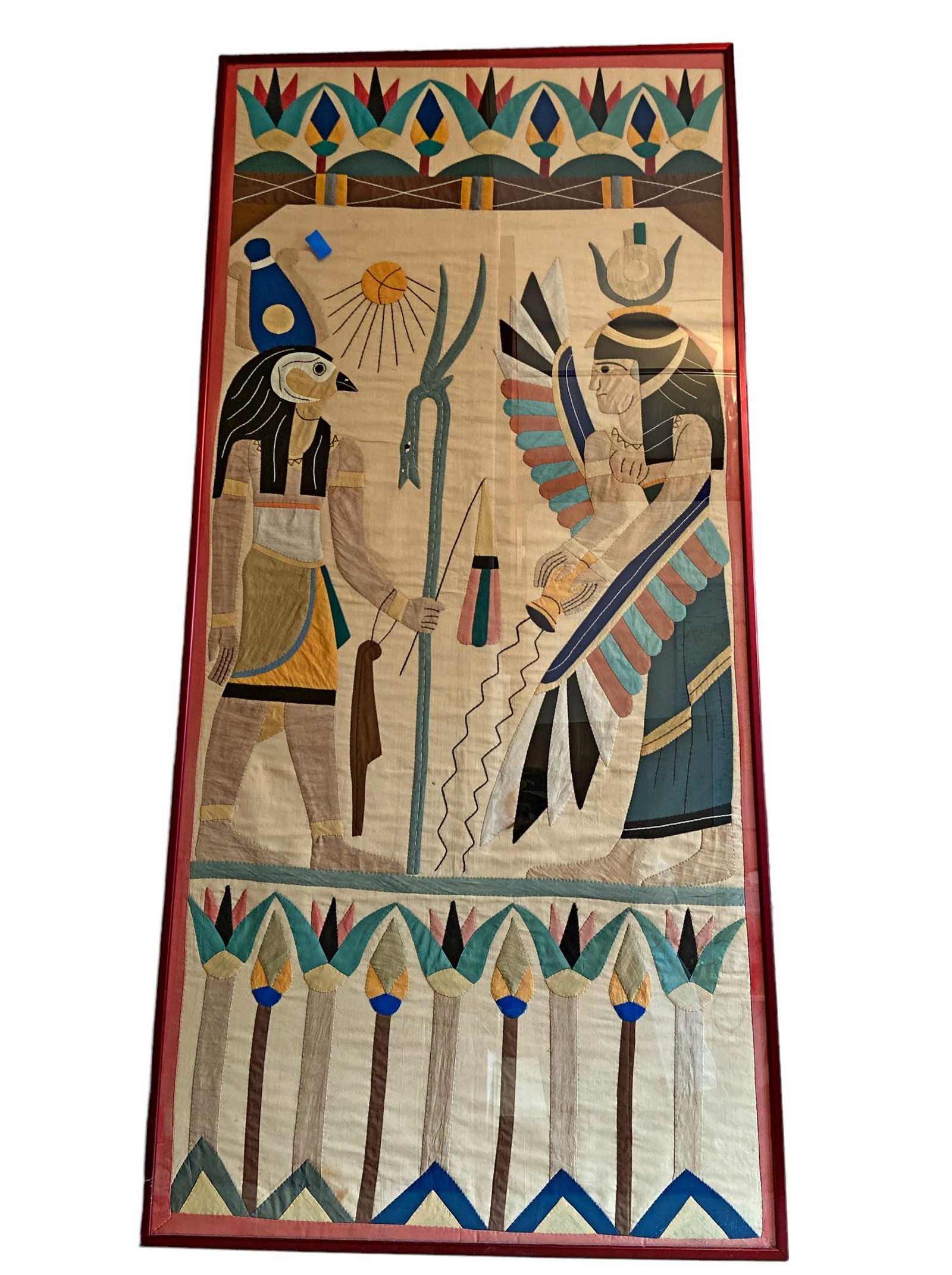 Egyptian Embroidered Applied Cotton Linen Tapestry (1 of 5)