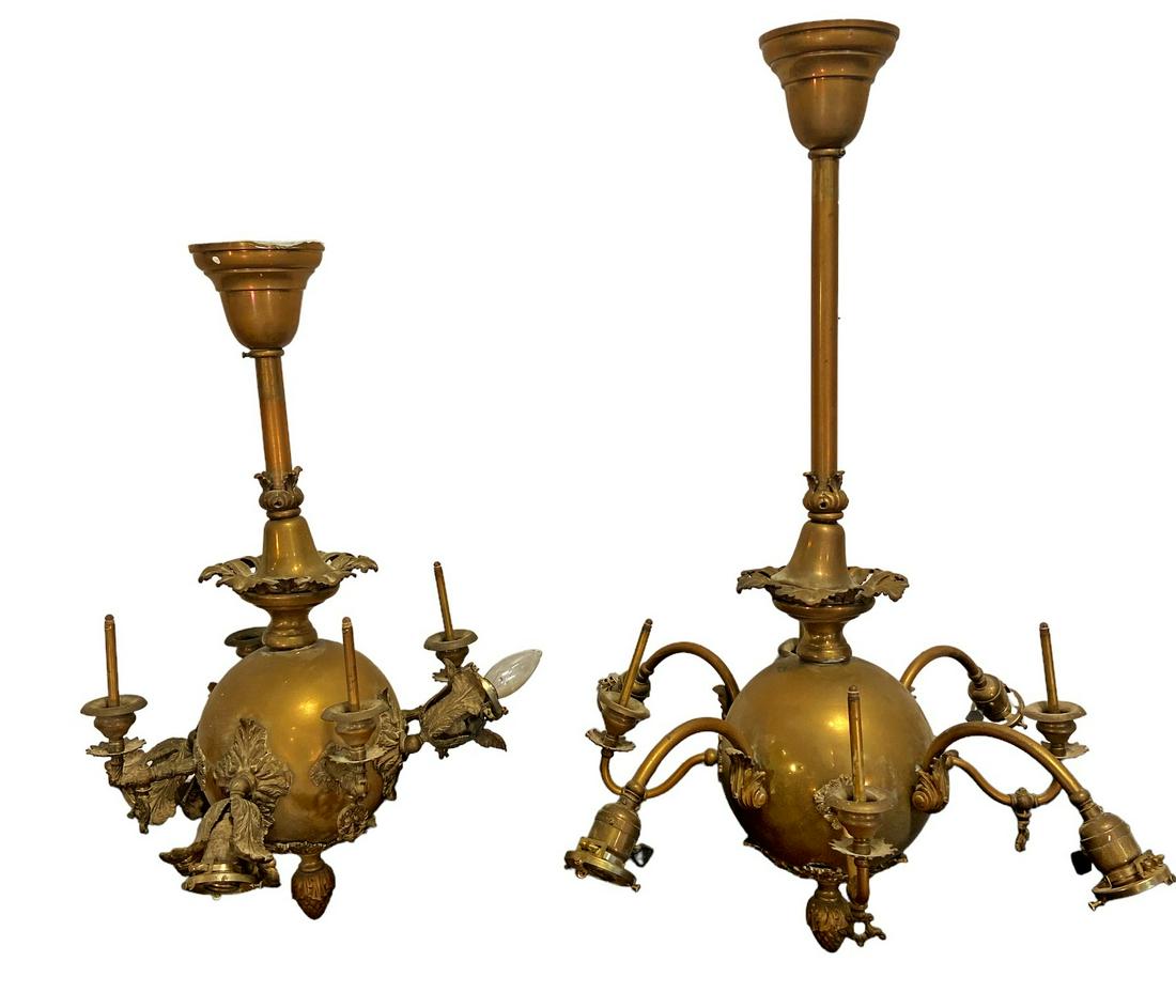 Pair Late 1800s/Early 1900s Brass Chandelier (1 of 3)