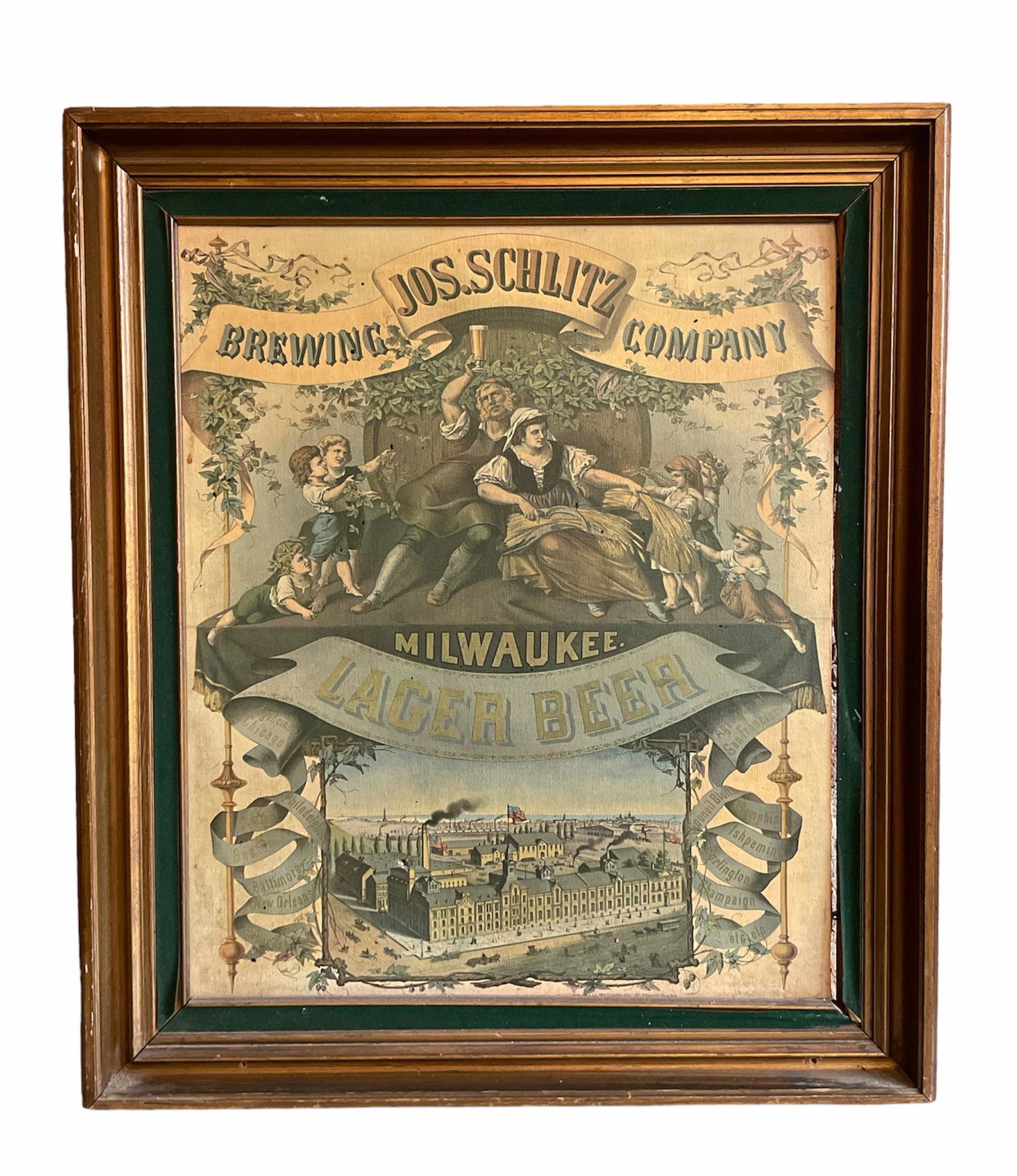 Vintage JOS. SCHLITZ Beer Advertising Sign Milwaukee THE GREEN DOOR TAVERN (1 of 4)