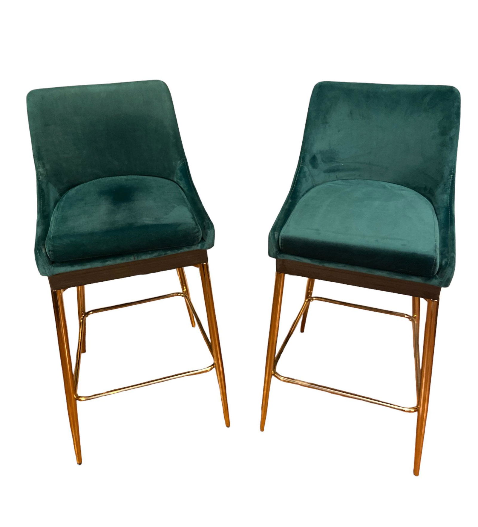 Pair Safavieh Green Velvet Bar Stool (1 of 6)