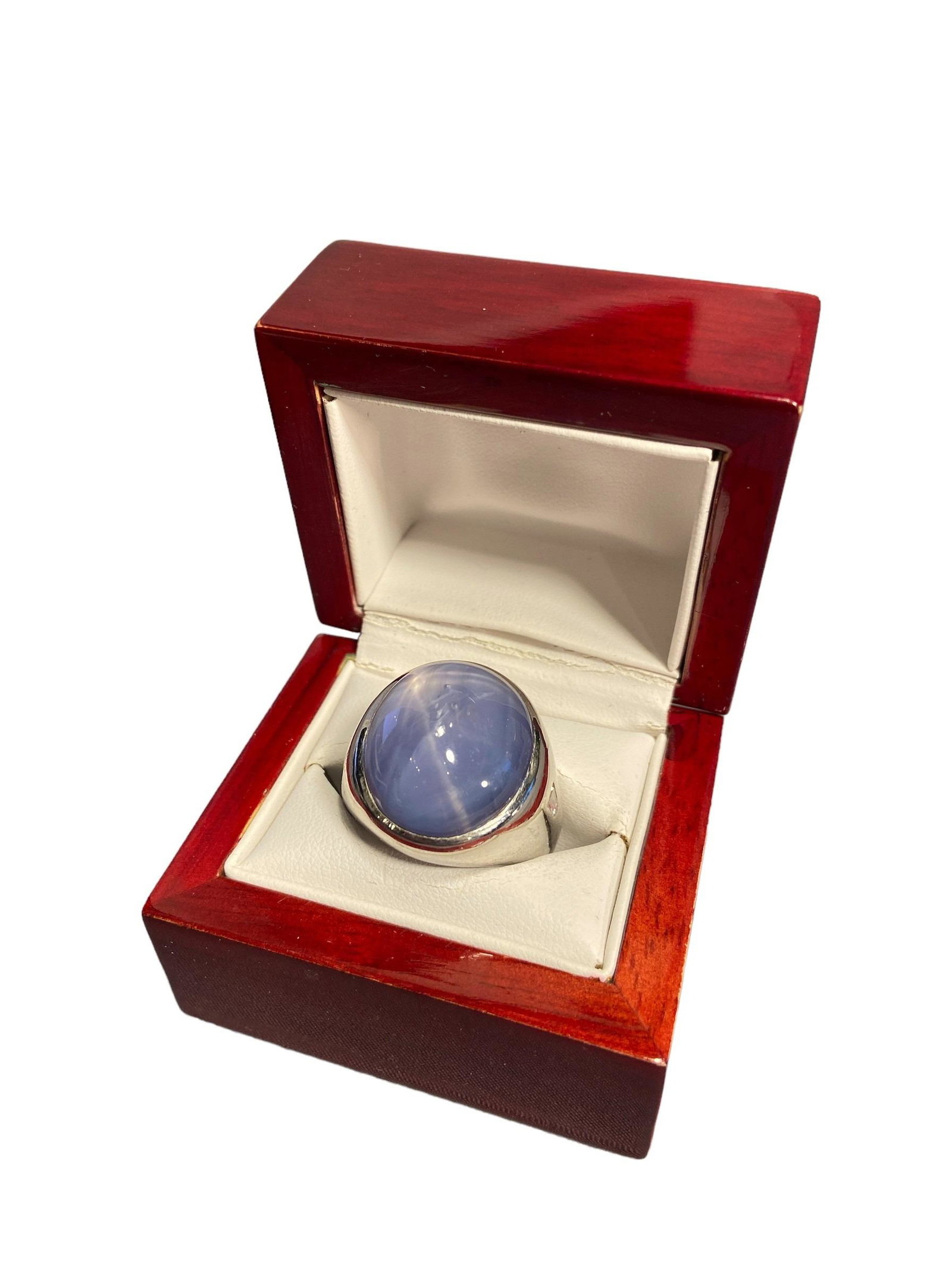 Men's Mid Century Platinum, Star Sapphire & Diamond Ring (1 of 8)