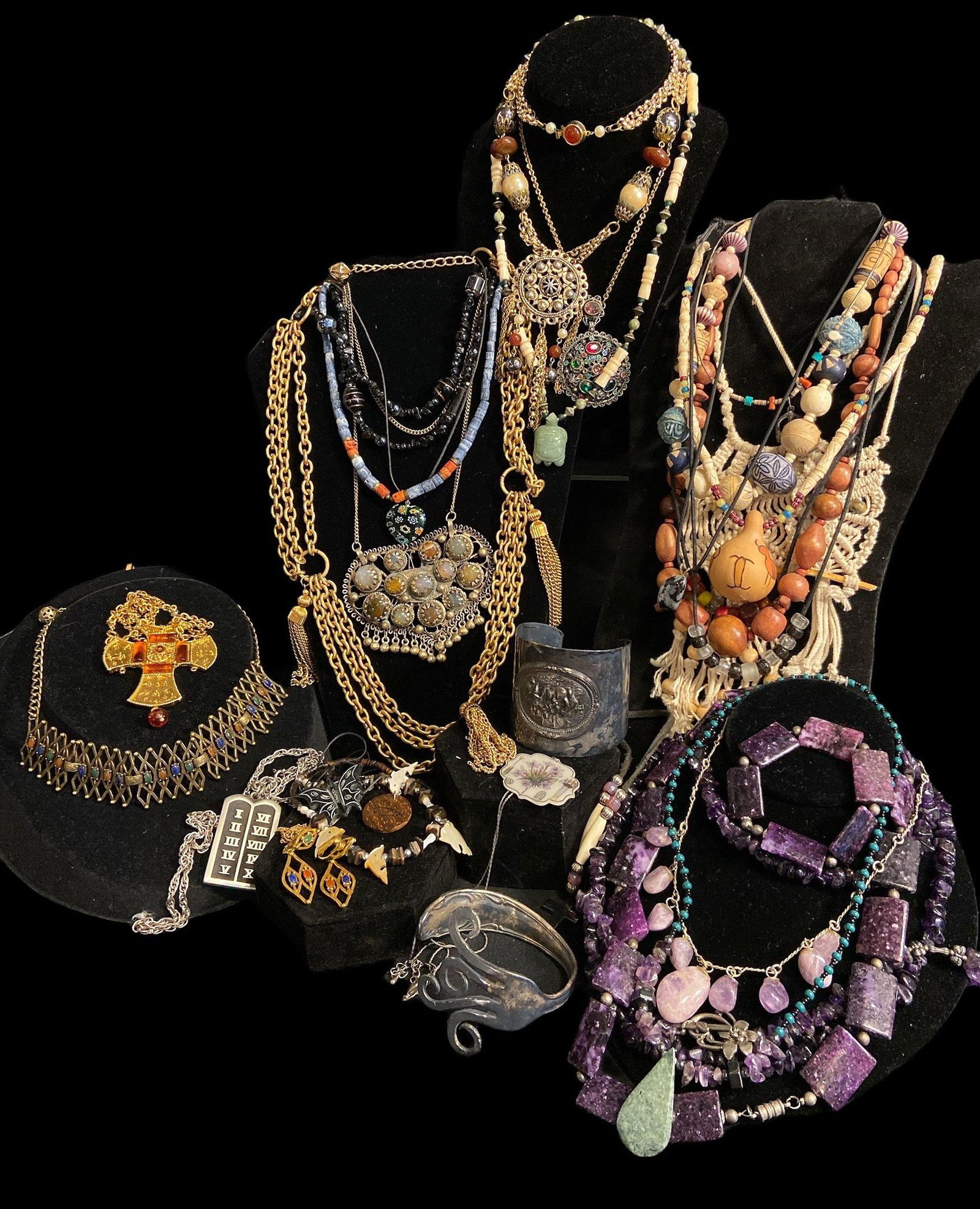 Large Collection Some Sterling Silver, Amethyst, Amber, Gemstone, Southwestern Costume Jewelry (1 of 5)