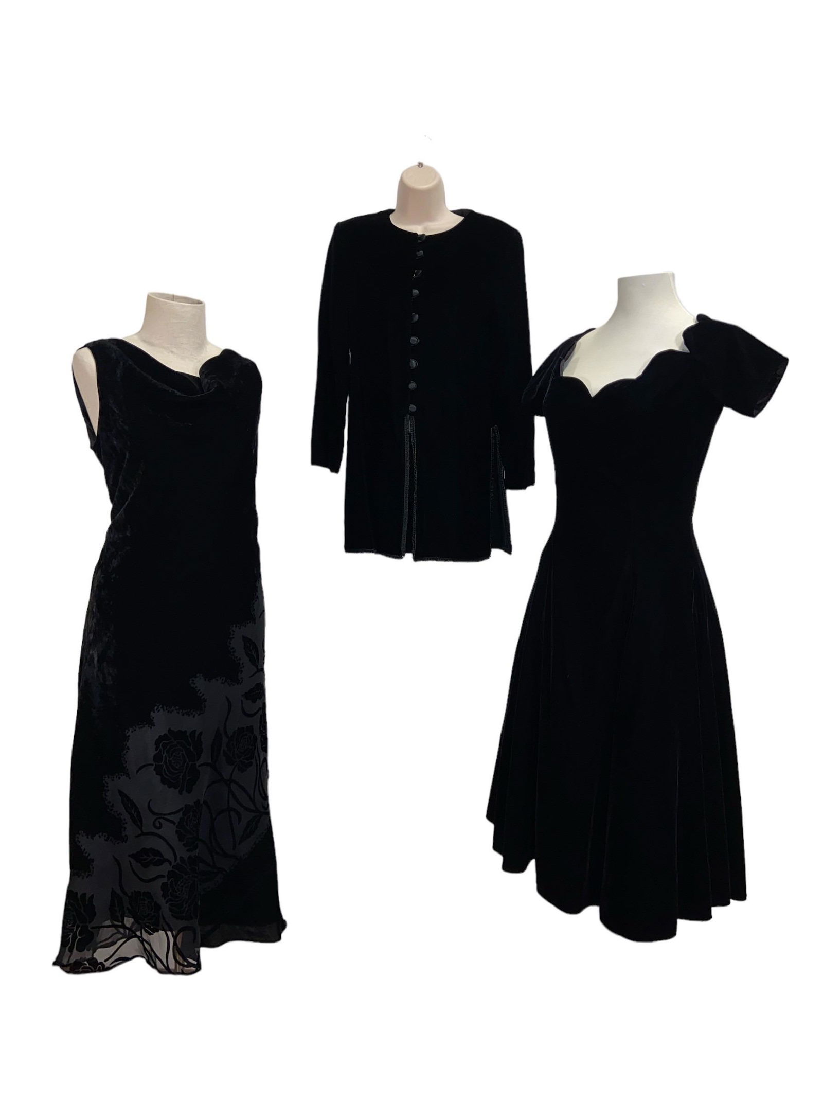 Collection Vintage Women's Black Velvet Dresses & Sweater (1 of 12)