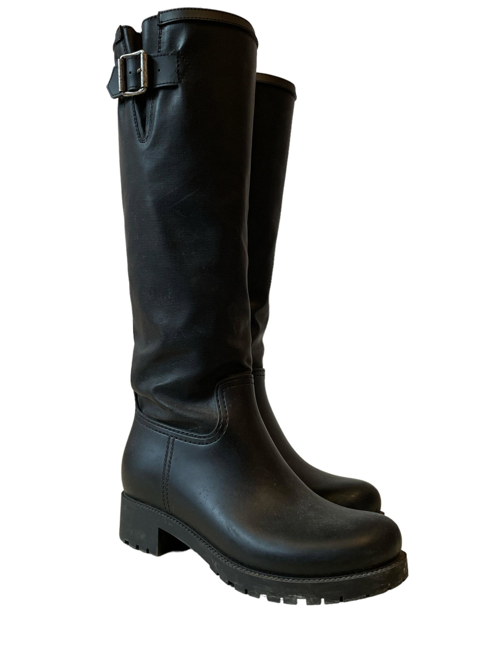 Vintage MAISON MARTIN MARGIELA Paris Women's Black Rain Boots (1 of 8)