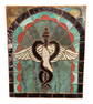 Vintage Caduceus / Physician's Symbol Stained Glass Window