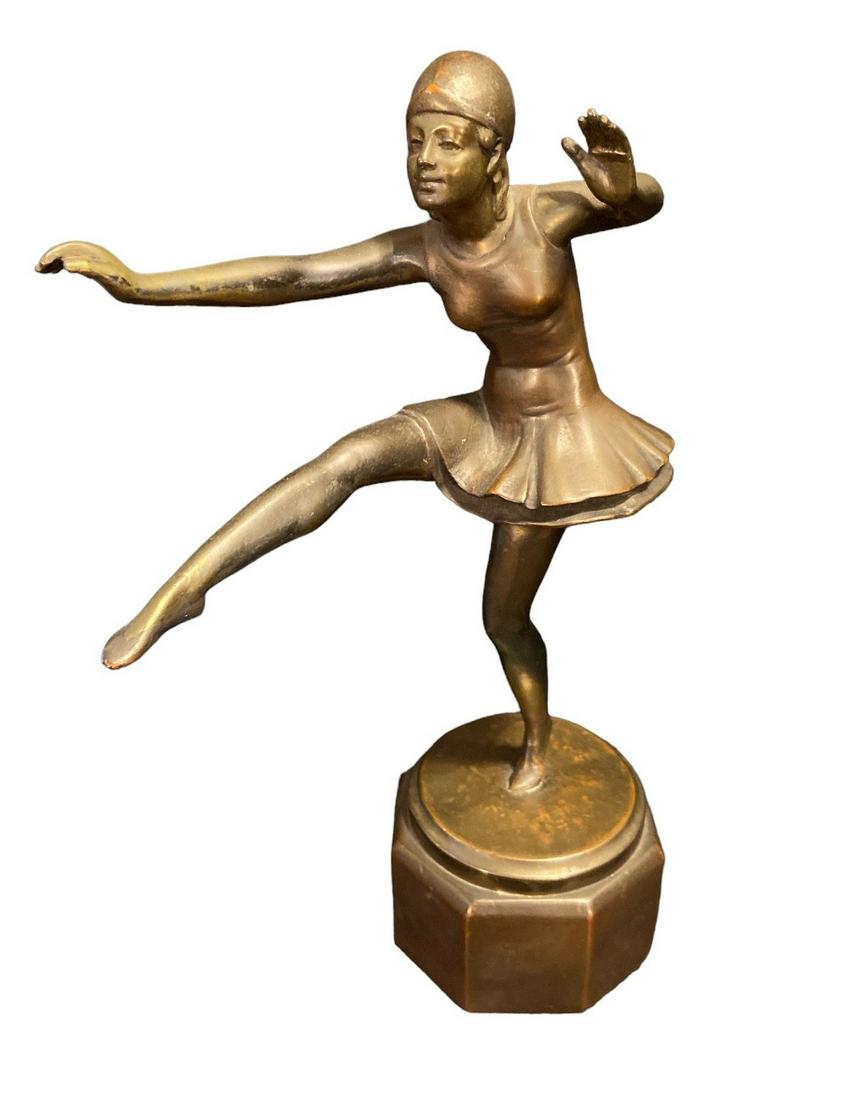 After CHIPARUS (French/Romanian, 1886-1947) Art Deco Lady Bronze Statue by POMPEIAN Co 310 (1 of 7)