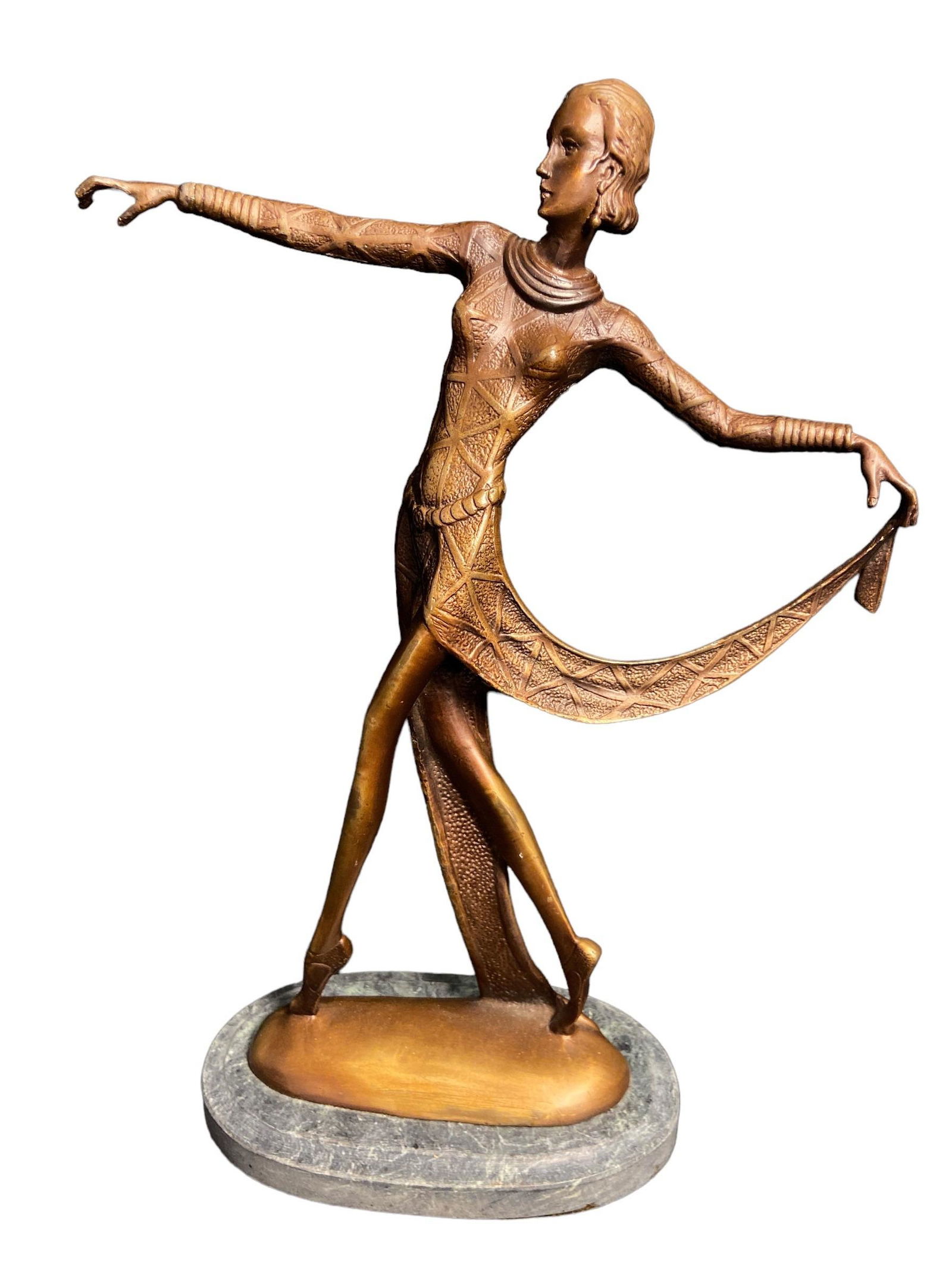 After LORENZL Art Deco Bronze Lady Statue (1 of 6)