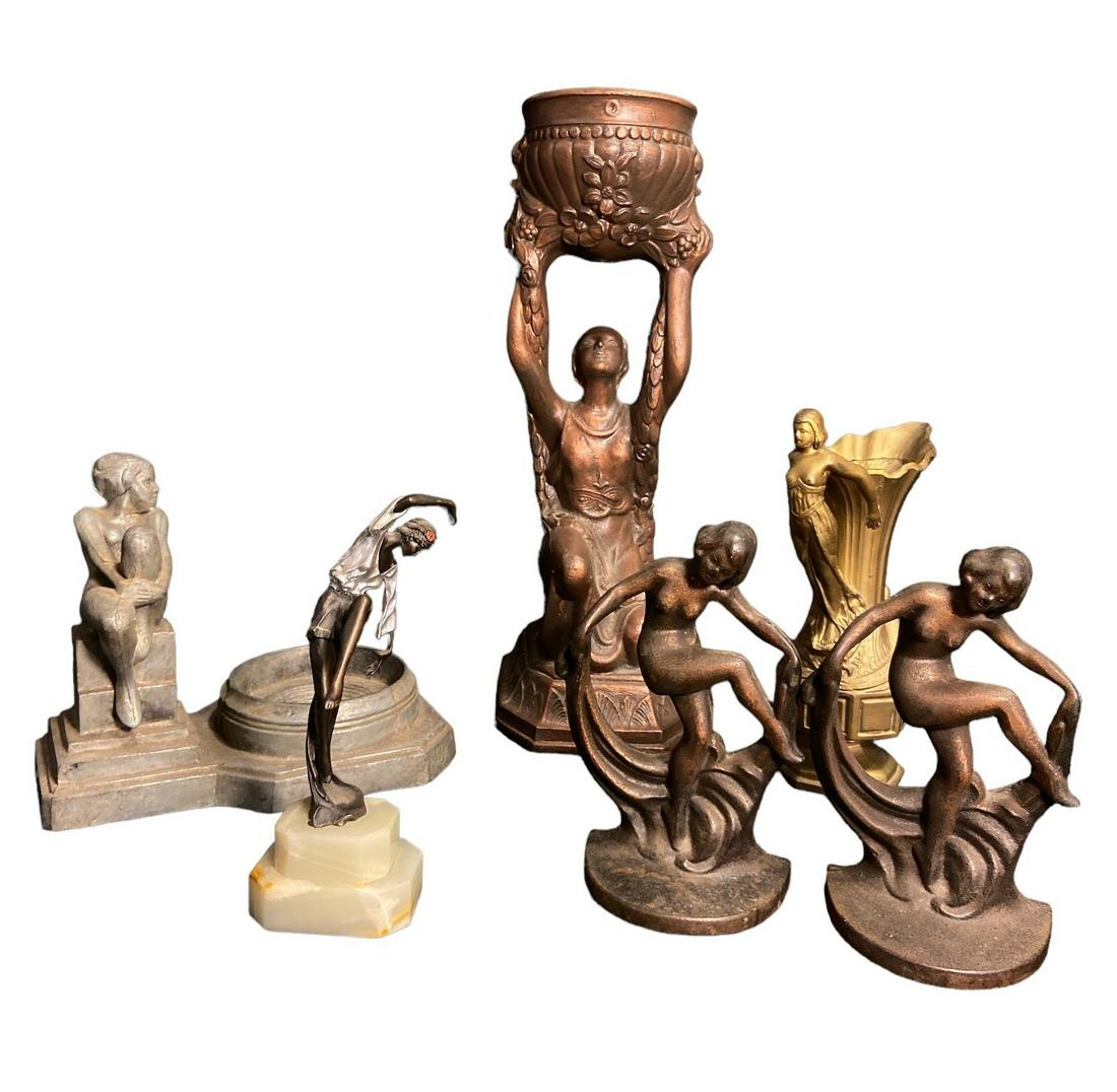 Collection Art Deco Lady Bookends Lamps Statues (1 of 10)