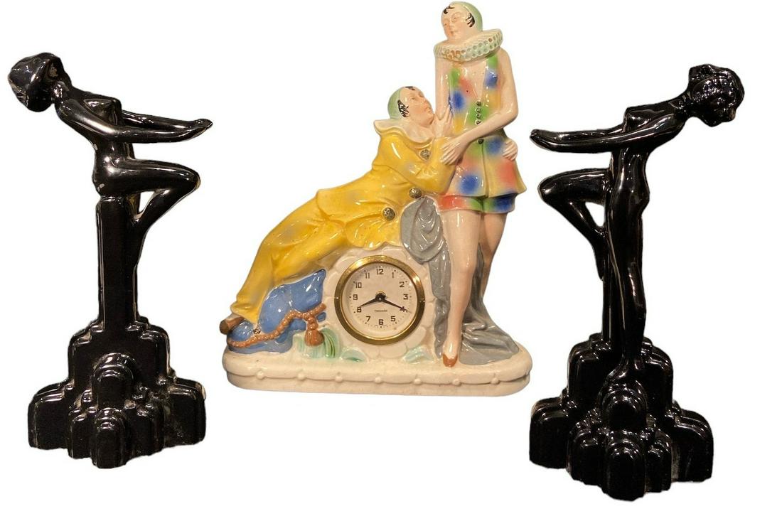 Collection French Art Deco Porcelain Statues Clock (1 of 5)