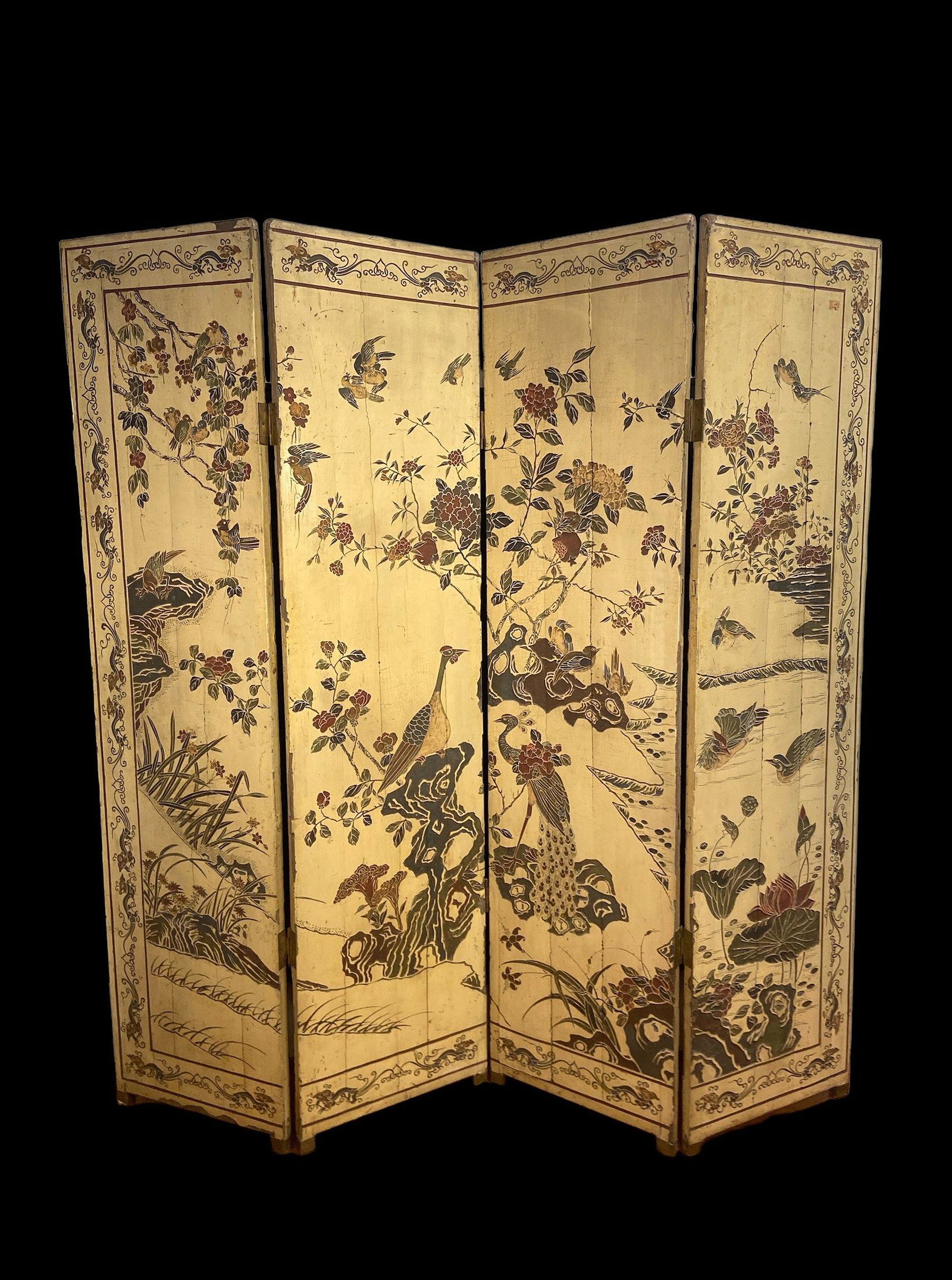 Chinese Polychrome Coromandel Dressing Screen Garden (1 of 20)