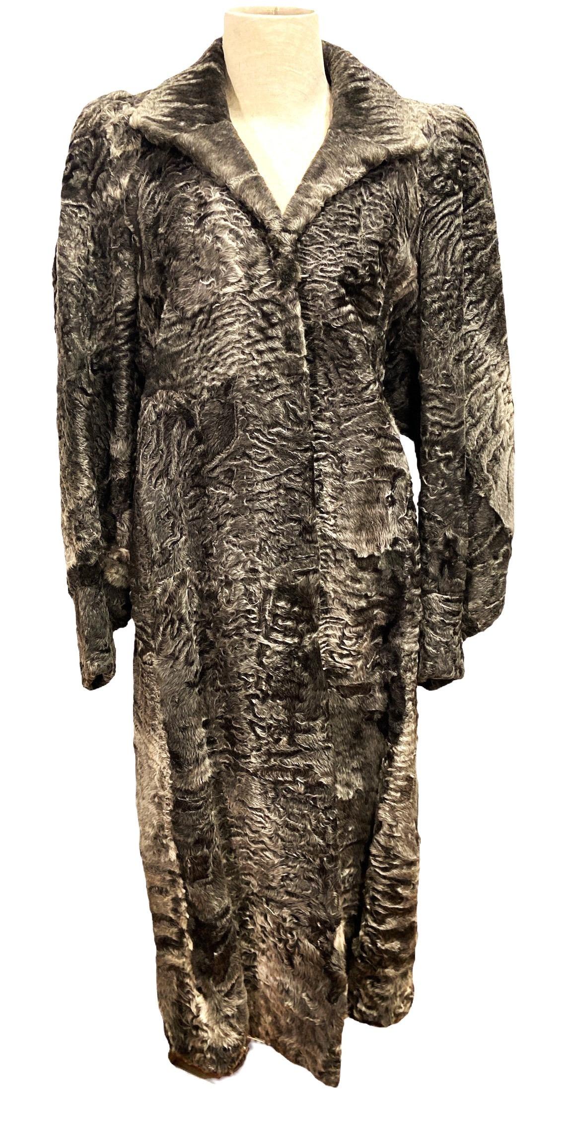 1980s Grey Astrakhan Lamb Full Length Fur Coat (1 of 10)