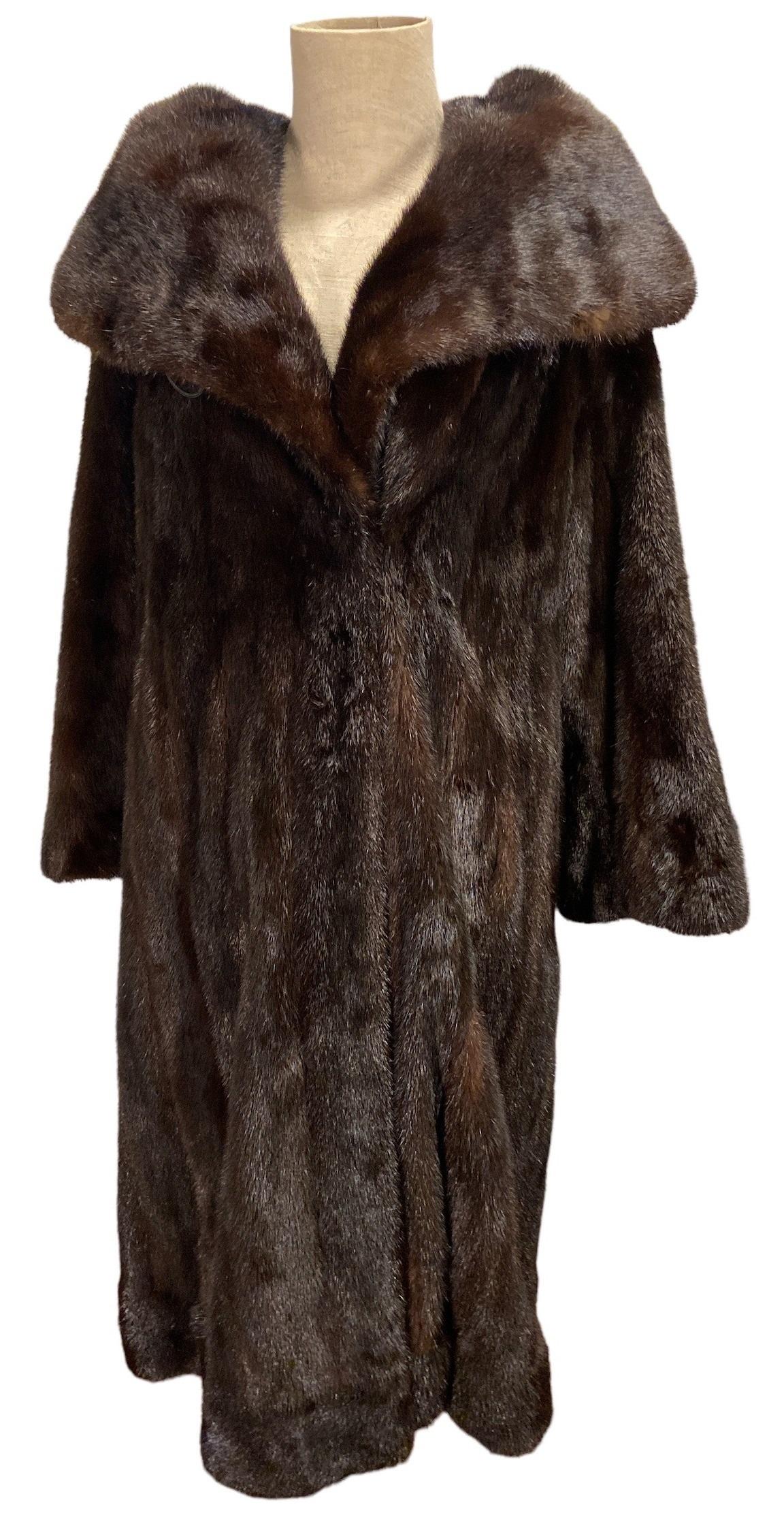 Classic Brown Mink Swing Style Full Length Fur Coat (1 of 6)