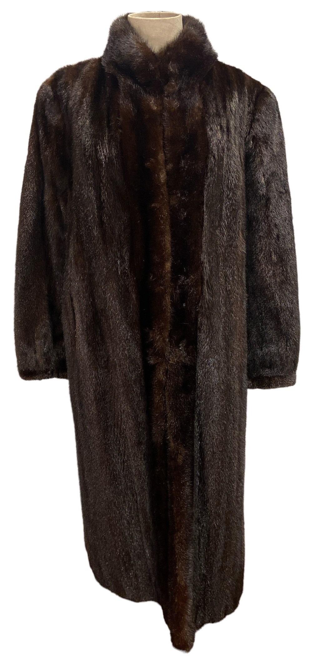 Vintage Full Length Mink Fur Coat LAKRITZ & PICUS FURS: Length is 46", Chest is 48", Waist is 48", Sleeve length is 24"