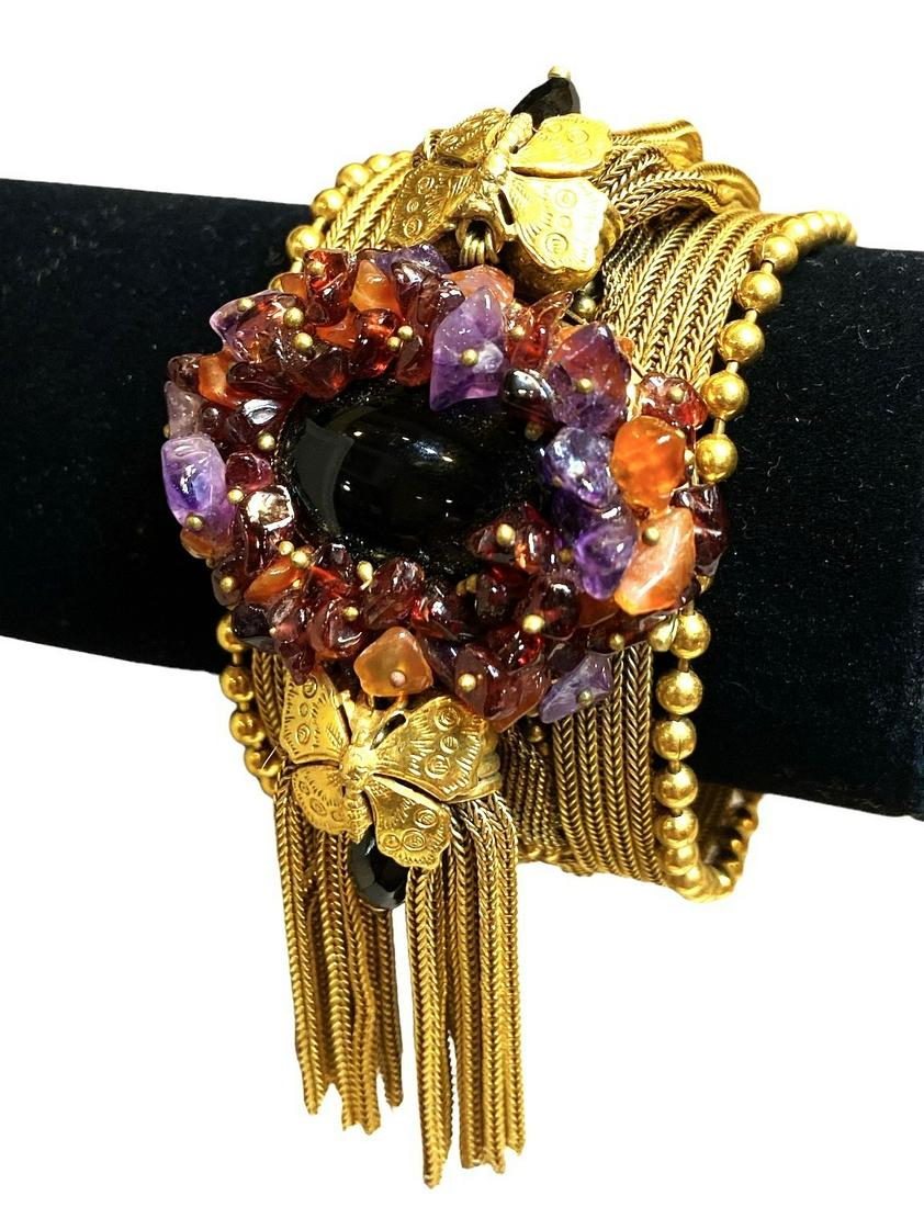 PIERRE LORION SYLVIA KARELS Butterfly Gemstone Bracelet: 8" Total LengthGorgeous Gemstone Design with intricate butterfly charm