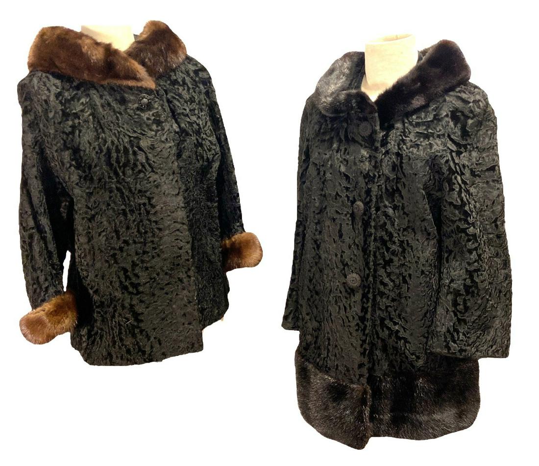 Two 1950s Astrakhan Lamb and Mink Mid Length Coats (1 of 7)