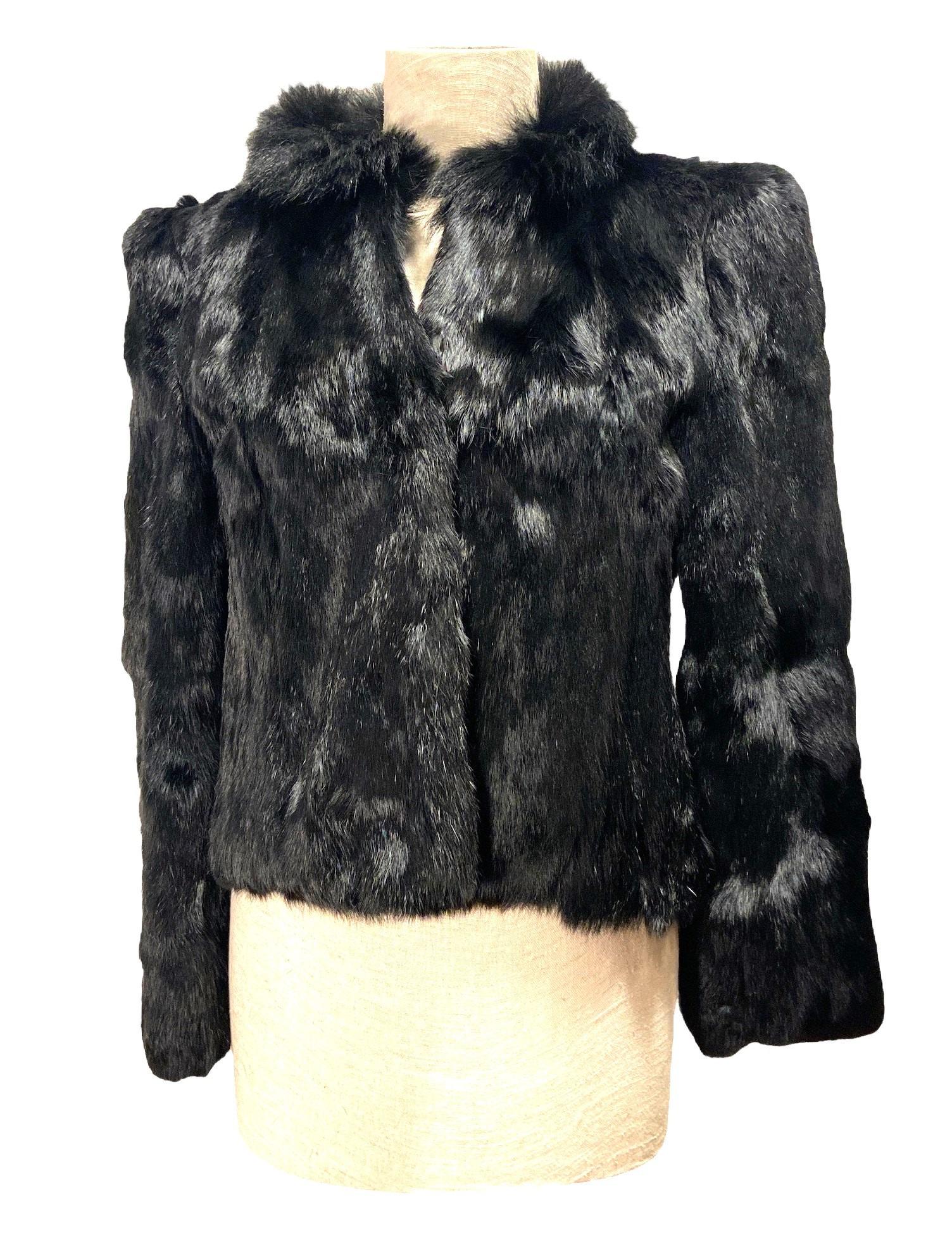 Vintage Dyed Black Kangaroo and Fox Fur Mid Length Coat (1 of 5)
