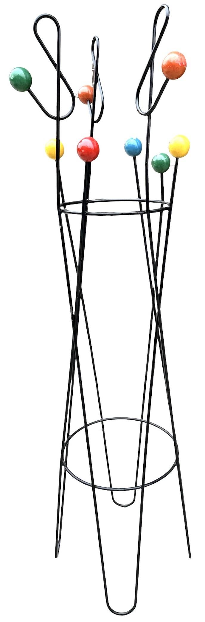 Mid Century ROGER FERAUD Cle de Sol Atomic Coat Rack: 71" H x 20" W at the base x 23" DIA at the top