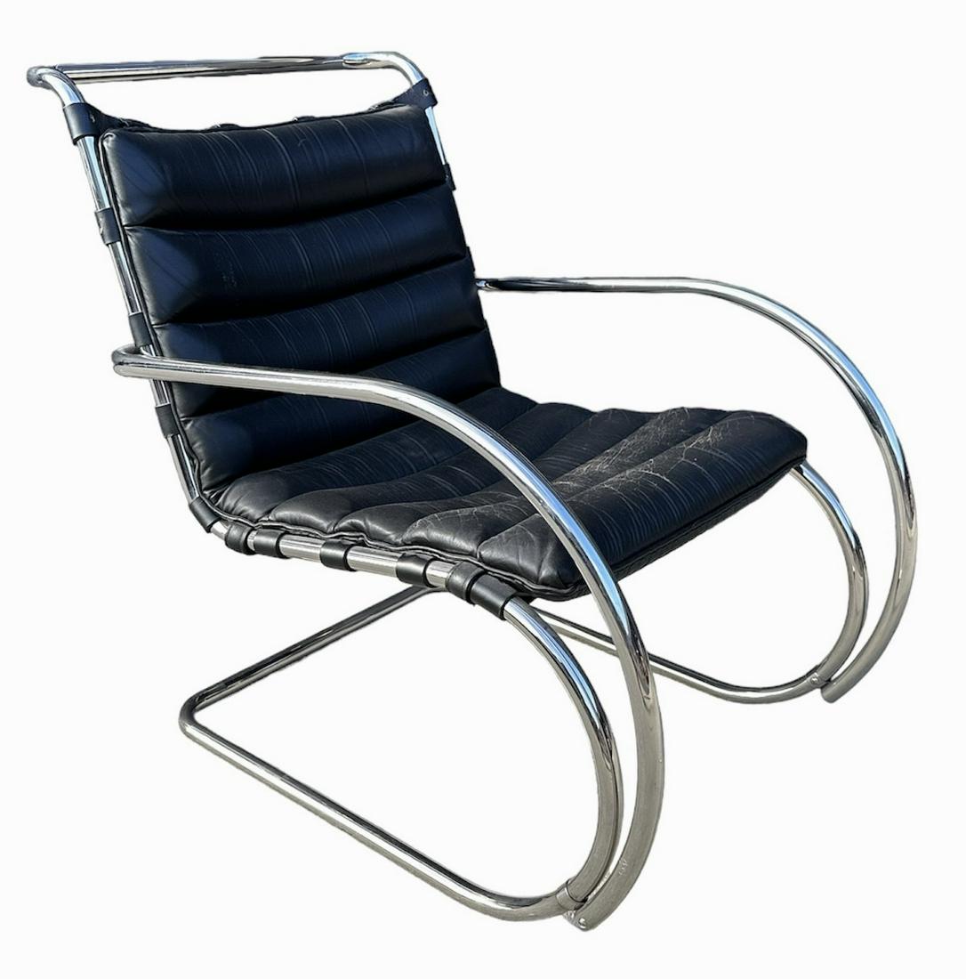 MIES VAN DER ROHE for KNOLL MR40 Leather Lounge Chair: 32" H to back x 17" H to seat x 25" W x 30" D