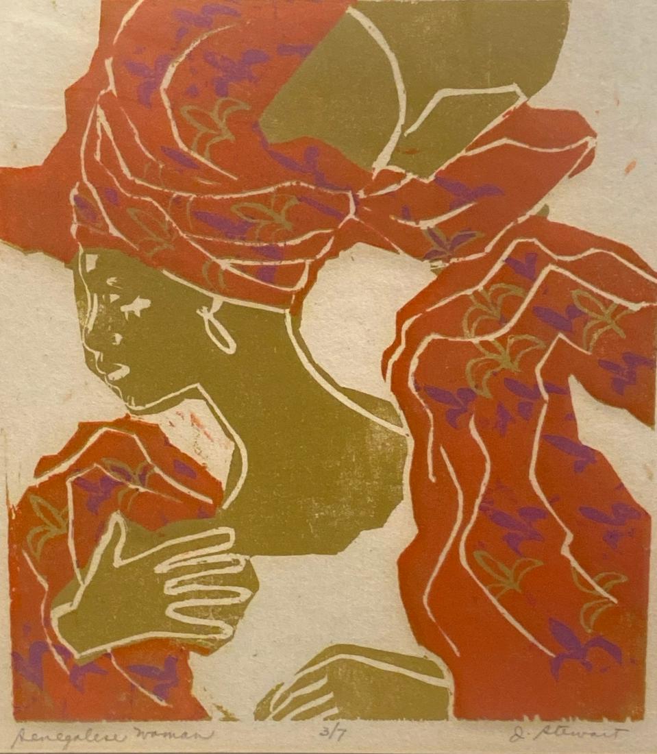 Senegalese Woman By J. STEWART Wood Block Print (1 of 5)