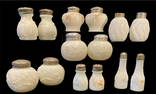Collection EAPG Milk Glass Shakers Butterflies Scallops