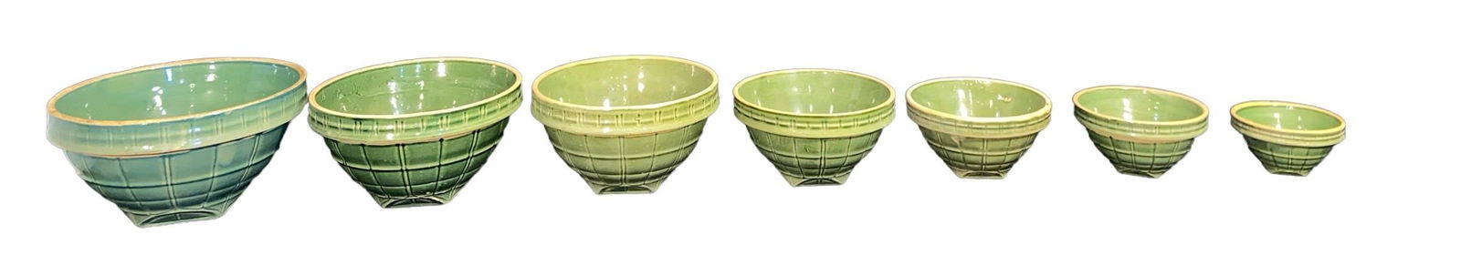 Vintage MCCOY Nested Set of Green Glaze Window Pane Pattern Mixing Bowls (1 of 12)