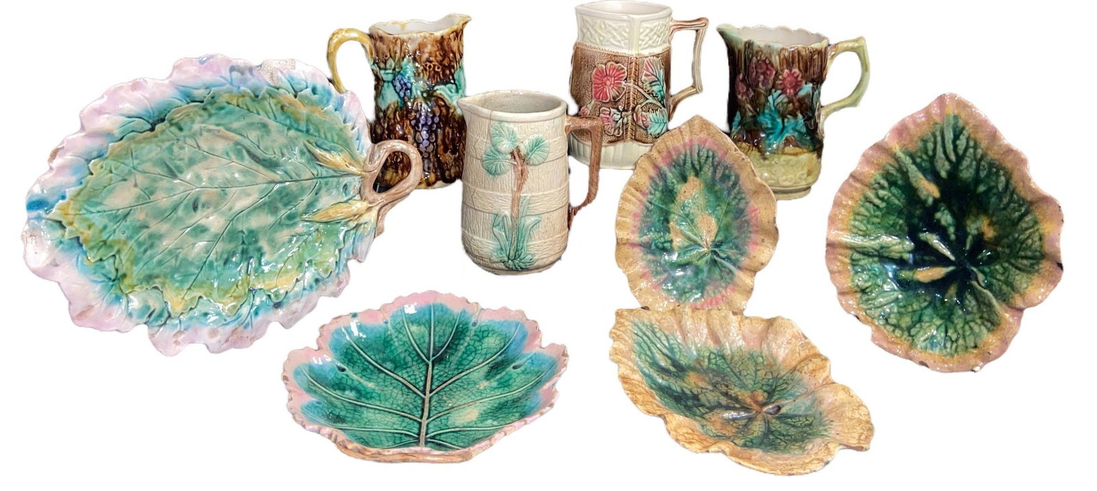 Collection Assorted Majolica Platters & Mugs (1 of 11)