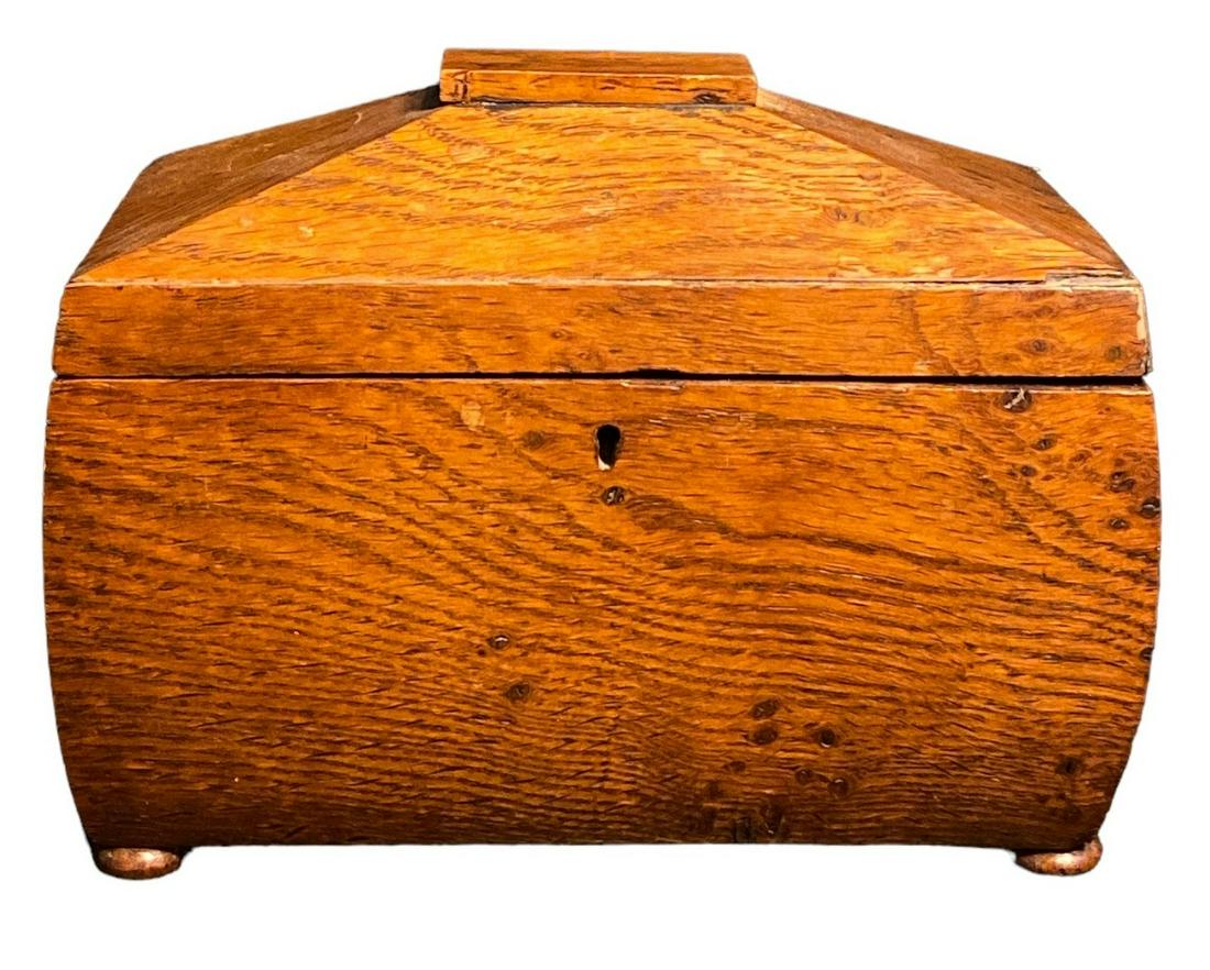 Antique English Sarcophagus Oak Tea Caddy, C. 1878 (1 of 6)