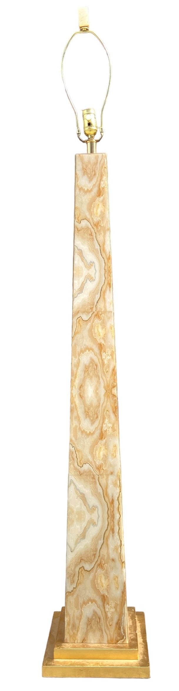 Faux Marble and Lucite Obelisk Floor Lamp (1 of 6)