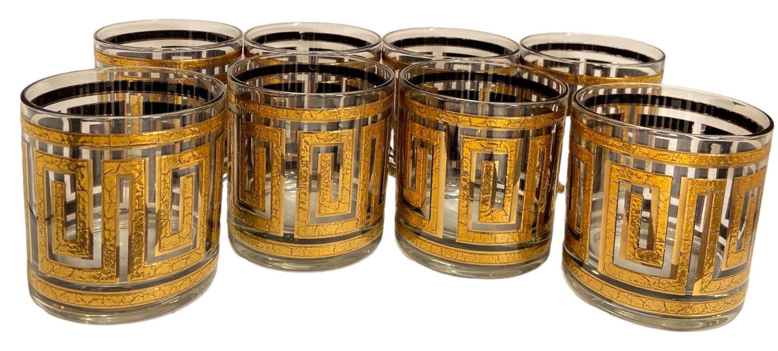 Vintage CULVER Greek Key Whiskey Glasses (8) (1 of 3)
