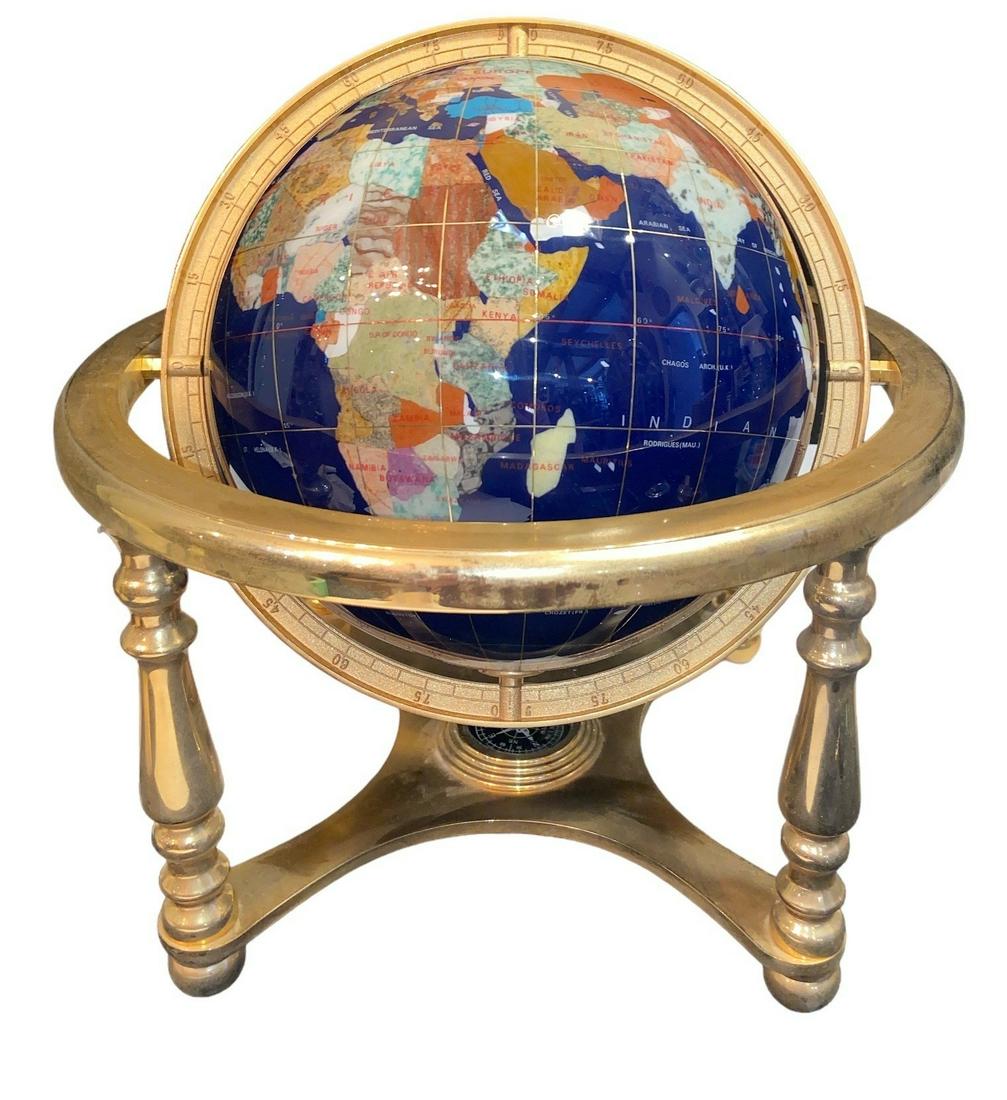 Mid Century Hardstone Terrestrial Desk Globe (1 of 4)