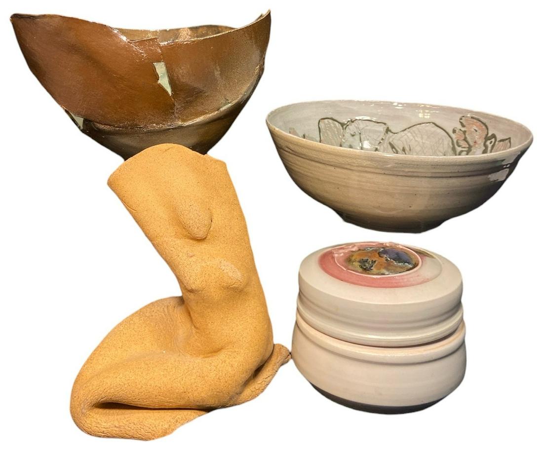 Collection Signed Mid Century Abstract Sculptures RAKU (1 of 6)