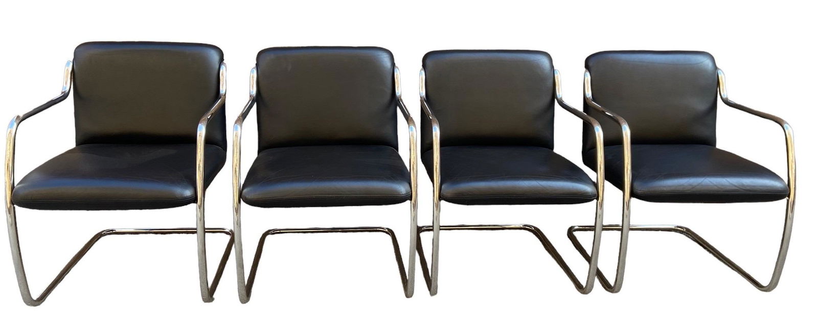 After KNOLL Mid Century Chrome Cantilever Chairs, Set of Four (1 of 6)