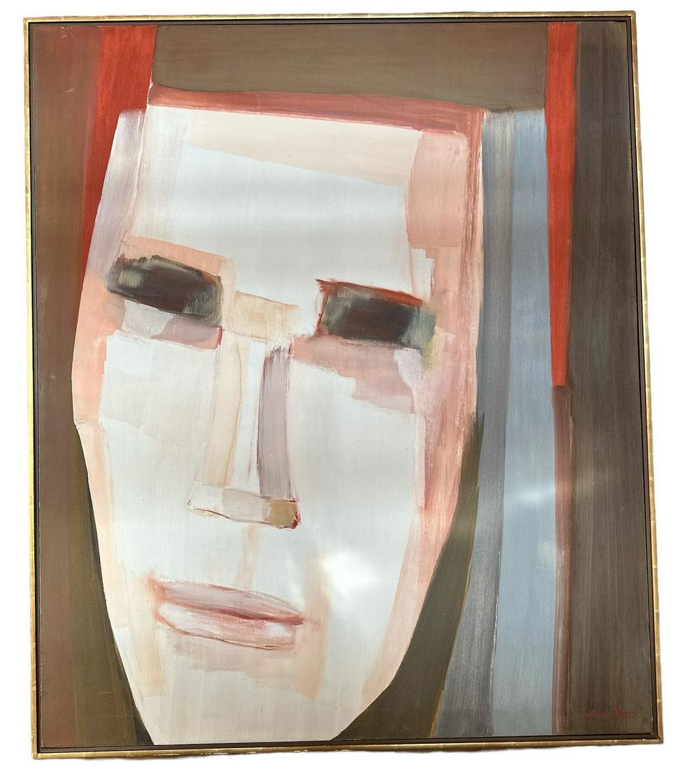 Large Scale Mid Century Oil on Canvas, IRENE MOSS "Faces in Focus" (1 of 6)