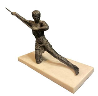 After MICHEL DECOUX Warrior Statue: 11.75" H x 14" W x 6.25" D at the base