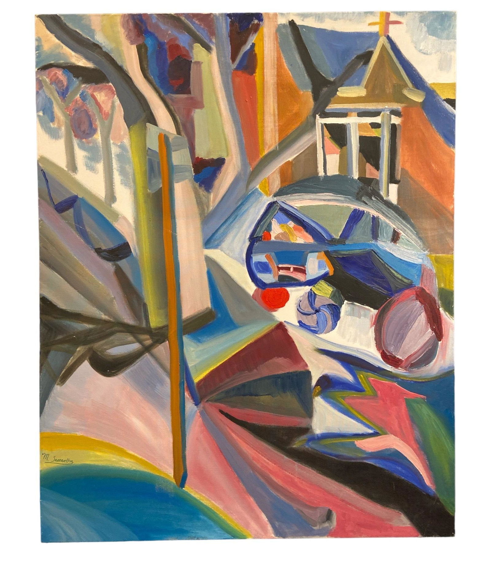 M SAMANTHA Large Post Modern Abstract Oil Painting (1 of 2)