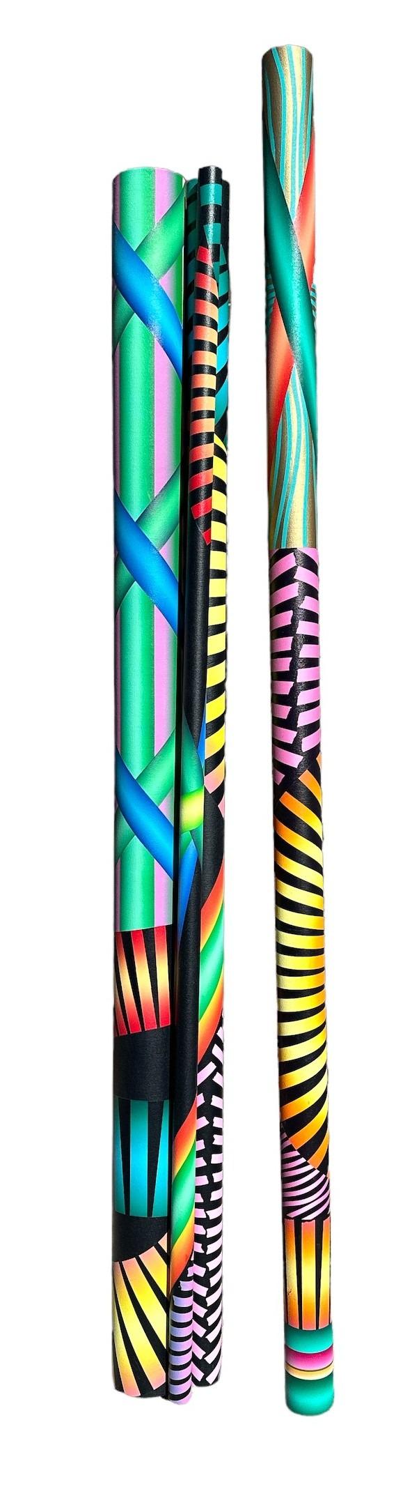 GEORGE SNYDER Post Modern Acrylic on Canvas Sculpture Poles, Set of 2 (1 of 7)
