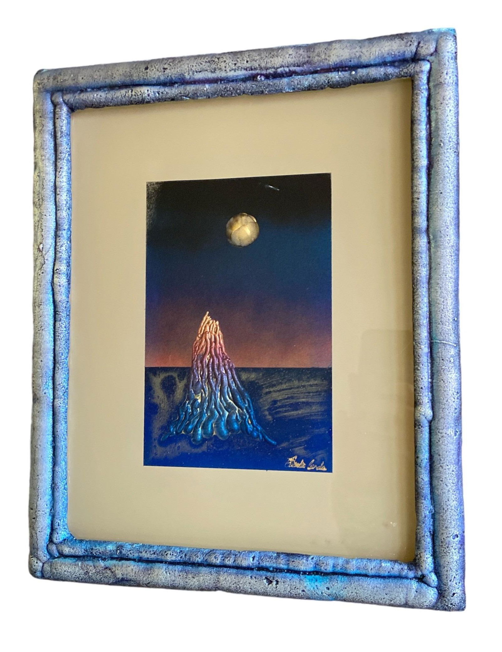 Interesting Post Modern Lucite Encased Reverse Painted Collage (1 of 5)