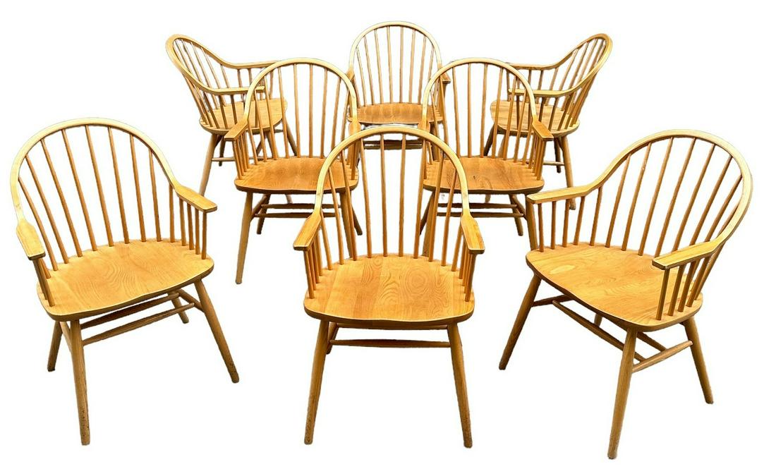 NICHOLS & STONE CLAUDE BERNARD Windsor Back Dining Chairs, Set of 8 (1 of 11)