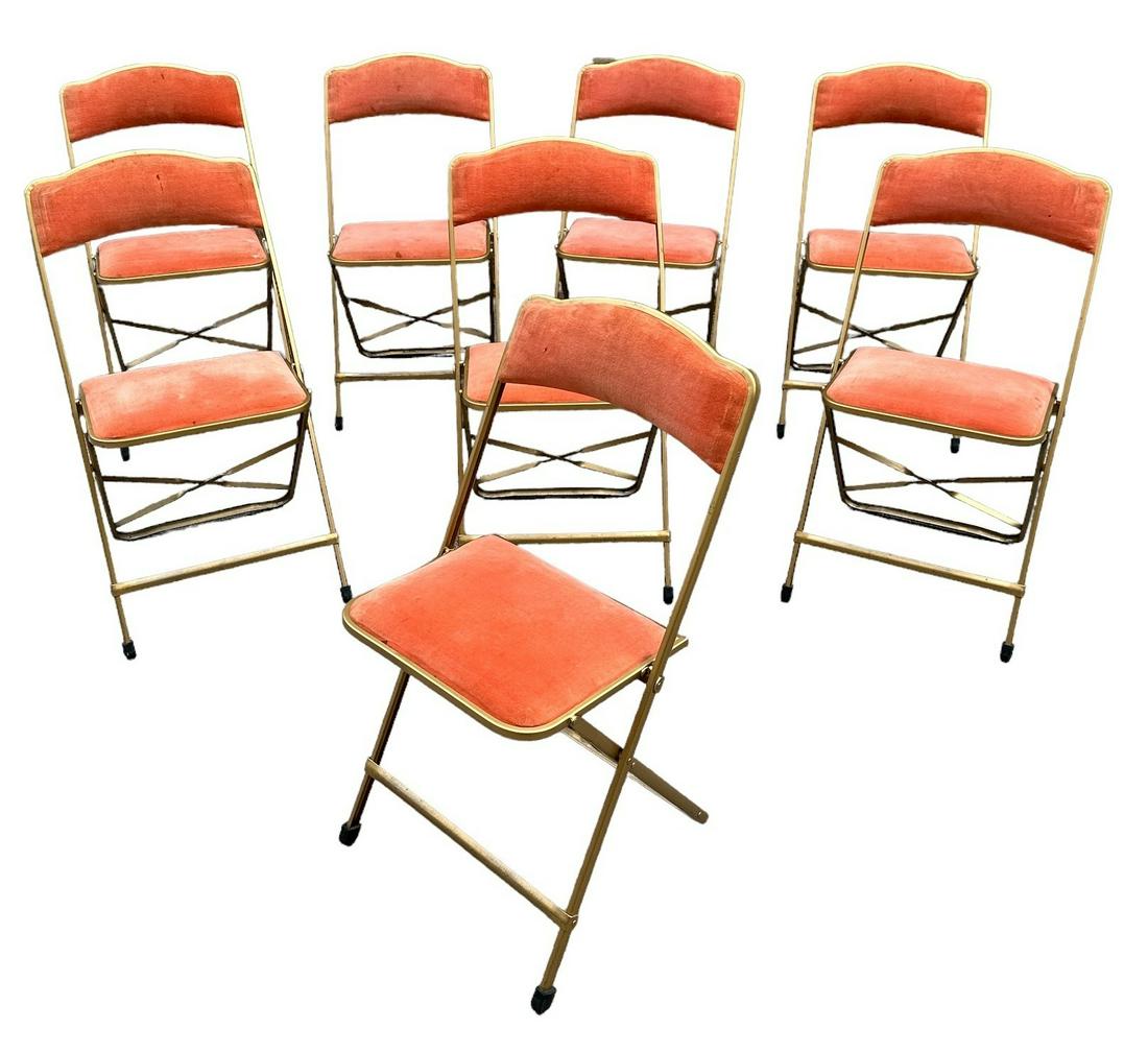 Art Deco A. FRITZ & CO. Folding Chairs Set of 8: 32" H to back x 18" H to seat x 19" D x 15" W