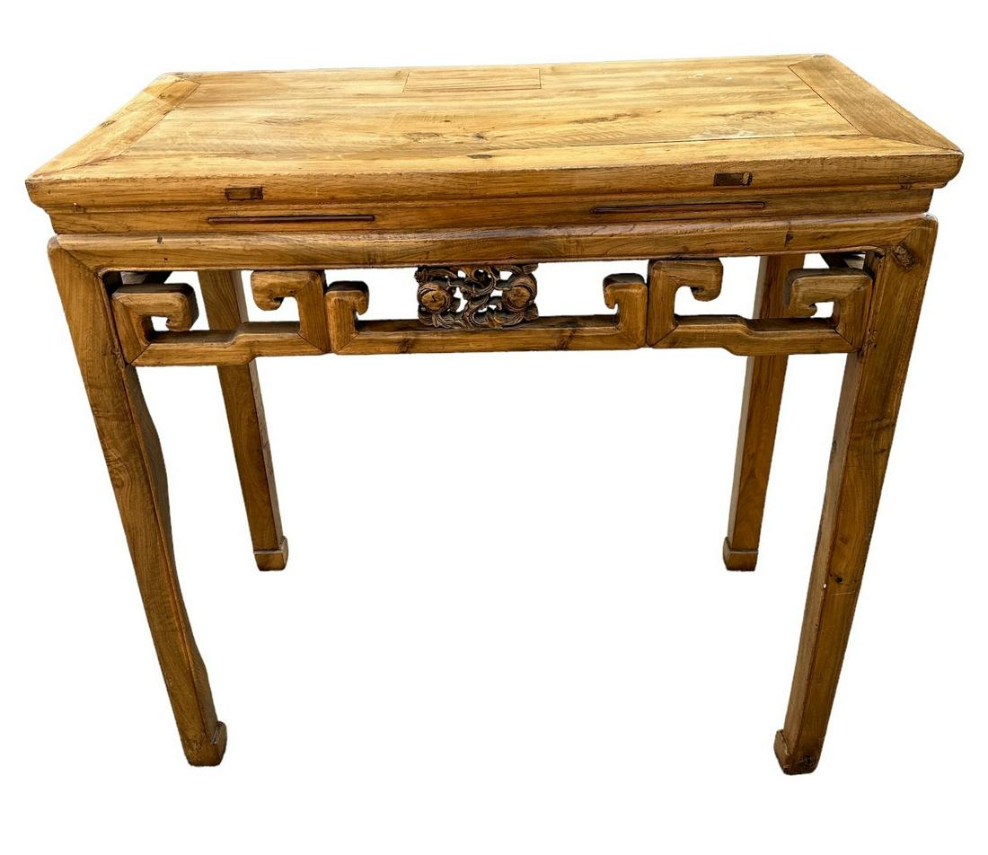 Carved Chinese Elmwood Entryway Console Table (1 of 4)