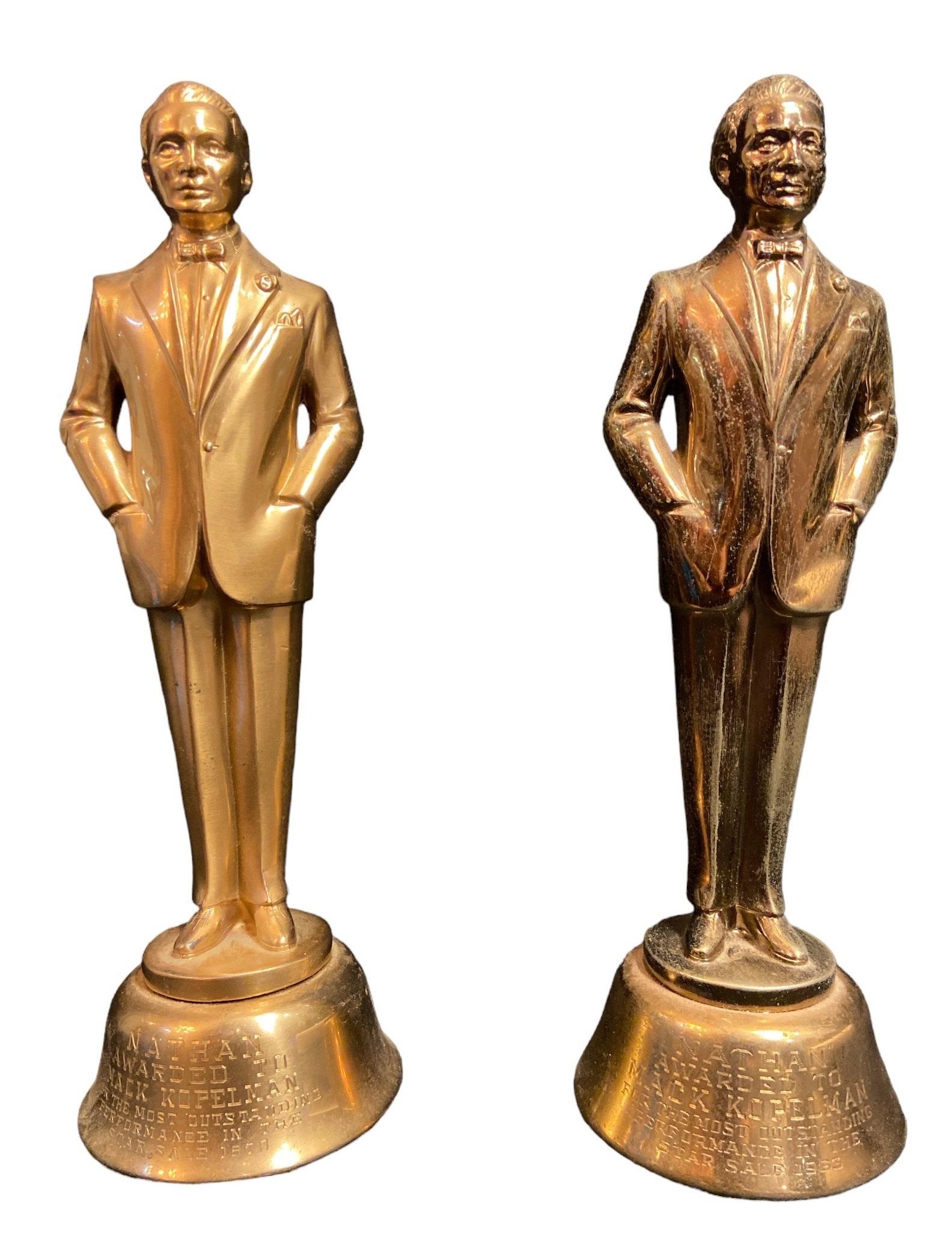 GOLDBLATT'S Nathan Awards for Retail Service -Mid Century: Each measures approx. 10.25" H x 3" W x 3.25" DIA at bottom